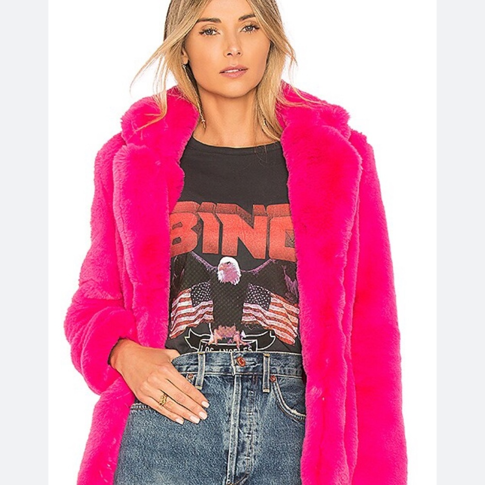 Majorelle faux fur coat pink Revolve sz extra small xs s